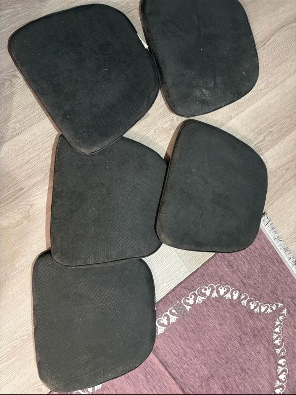 Black Chair Seat Cushions suede- Set of 5
